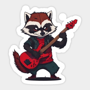 A Raccoon playing a Guitar Sticker